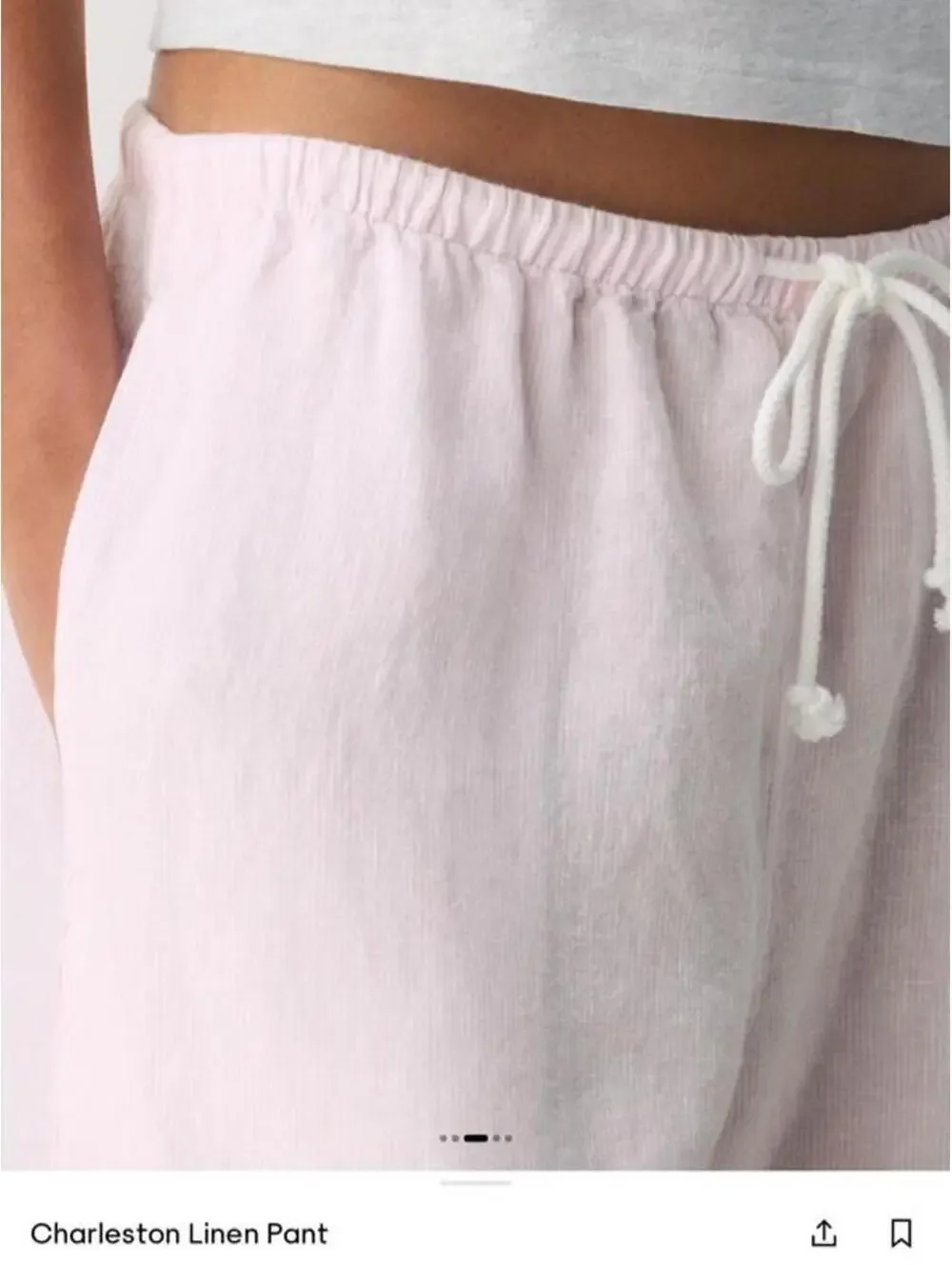Aritzia TNA Charleston Linen Pants | Stripe Milkshake Pink | Size XS